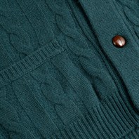 Cardigan a trecce in cashmere verde Immagine alternativa