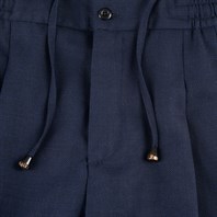 Pantalone leisure in lana hopsack blu Immagine alternativa