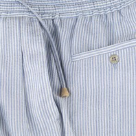 Light blue striped wool and silk leisure pants Alternative Image