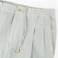 Green striped wool and silk leisure pants Alternative Image
