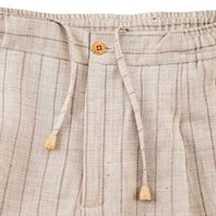Beige linen blend leisure pants Alternative Image