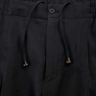 Black linen leisure pants  Alternative Image