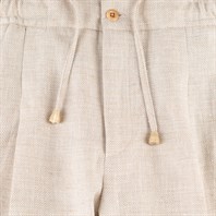Pantalone leisure in misto lino spigato beige Immagine alternativa