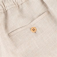Pantalone leisure in misto lino spigato beige Immagine alternativa