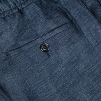 Pantalone leisure in lino spigato blu Immagine alternativa