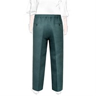 Pantalone leisure in lino spigato verde Immagine alternativa