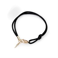 Black silk bracelet with gold horn charm Alternative Image