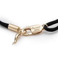 Black silk bracelet with gold horn charm Alternative Image