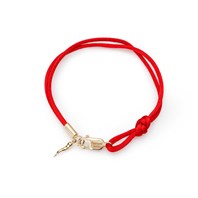 Red silk bracelet with gold horn charm Alternative Image