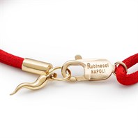 Red silk bracelet with gold horn charm Alternative Image