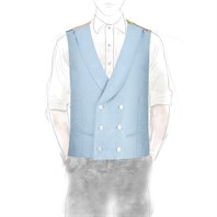 Light blue shantung double-breasted waistcoat with scarf lining Alternative Image