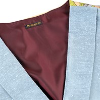 Light blue shantung double-breasted waistcoat with scarf lining Alternative Image