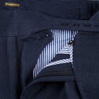 Blue linen manny trousers  Alternative Image