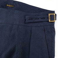 Blue linen manny trousers  Alternative Image