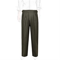 Green herringbone wool manny trousers Alternative Image