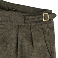 Green herringbone wool manny trousers Alternative Image