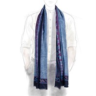 Minorca scarf in jeans cashmere Alternative Image