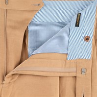 Pantaloni modello Ciro in misto lino beige Immagine alternativa