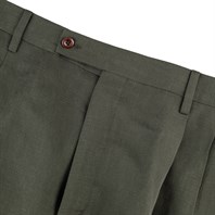 Pantaloni modello Ciro in misto lino verdi Immagine alternativa