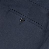 Pantaloni modello Ciro in misto lino blu Immagine alternativa