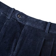 Blue 2 pleated corduroy trousers Alternative Image