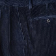 Blue 2 pleated corduroy trousers Alternative Image