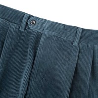 Teal pleated corduroy trousers Alternative Image