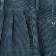 Teal pleated corduroy trousers Alternative Image