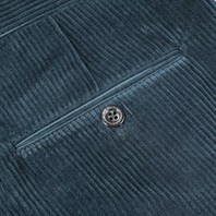 Teal pleated corduroy trousers Alternative Image