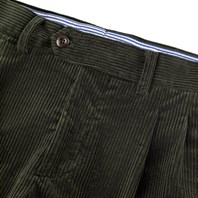 Double-pleat Modluca trousers in green corduroy Alternative Image