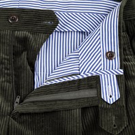 Double-pleat Modluca trousers in green corduroy Alternative Image