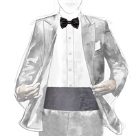 Black silk satin bow tie - knotted Alternative Image