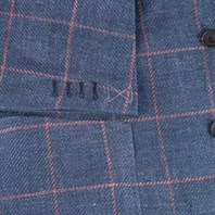 Single-breasted jacket in blue checked linen-cotton Alternative Image