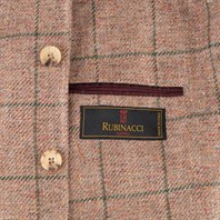 Single-breasted jacket in beige checked linen-cotton Alternative Image