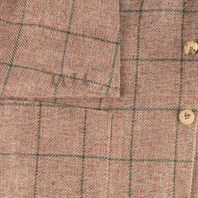 Single-breasted jacket in beige checked linen-cotton Alternative Image