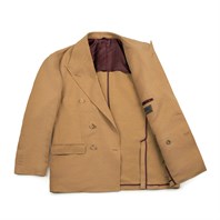 Beige linen-blend  double-breasted jacket Alternative Image