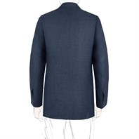 Blue cashmere blend single-breasted jacket with foulard lining Alternative Image