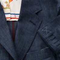 Blue cashmere blend single-breasted jacket with foulard lining Alternative Image