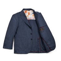Blue cashmere blend single-breasted jacket with foulard lining Alternative Image