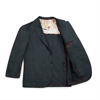 Green cashmere blend single-breasted jacket with foulard lining Alternative Image
