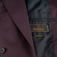 Double-breasted jacket with burgundy cashmere scarf lining Alternative Image