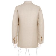 Beige herringbone linen blend double-breasted jacket Alternative Image