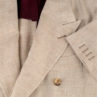 Beige herringbone linen blend double-breasted jacket Alternative Image