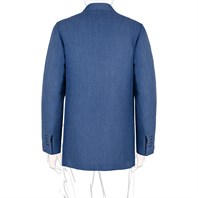 Blue herringbone linen blend double-breasted jacket Alternative Image