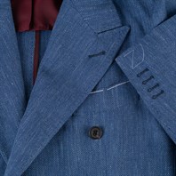 Blue herringbone linen blend double-breasted jacket Alternative Image