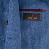 Blue herringbone linen blend double-breasted jacket Alternative Image