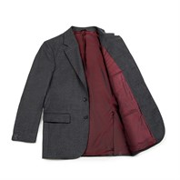 Dark gray flannel wool single-breasted jacket "SW1" Alternative Image