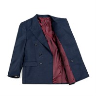 Blue flannel wool double-breasted jacket "SW1" Alternative Image