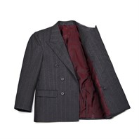 Double-breasted grey pinstripe wool jacket "SW1" Alternative Image