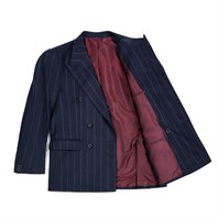 Double-breasted blue pinstripe wool jacket "SW1" Alternative Image